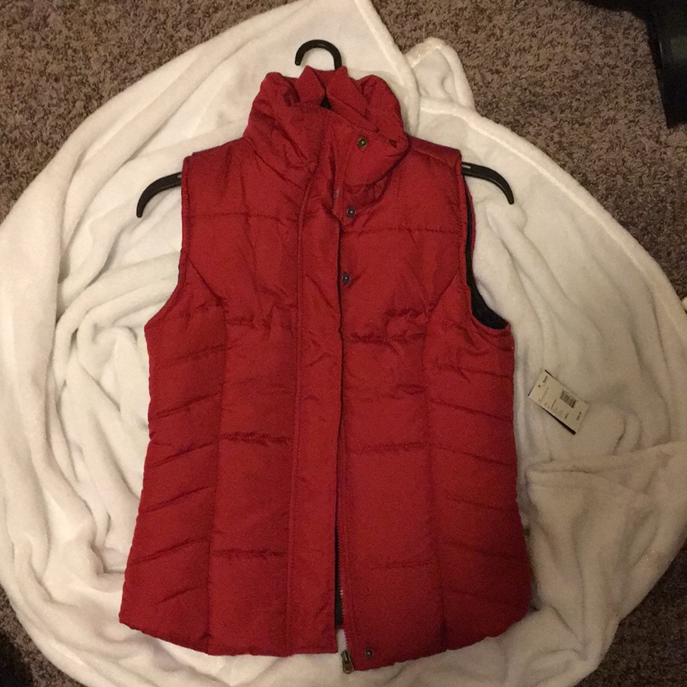 Red puffer vest
